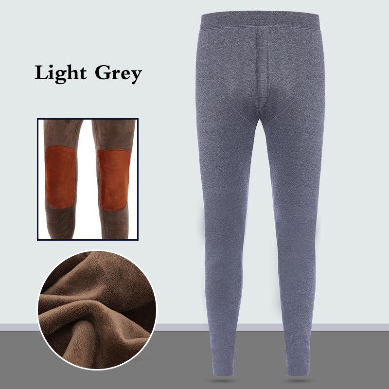 Men Winter Autumn Plus Velvet Thicken Warm Pants Tight Male High Elasticity Wearable Comfortable Soft Lining Patch Knee Pads Windproof Double Warmth