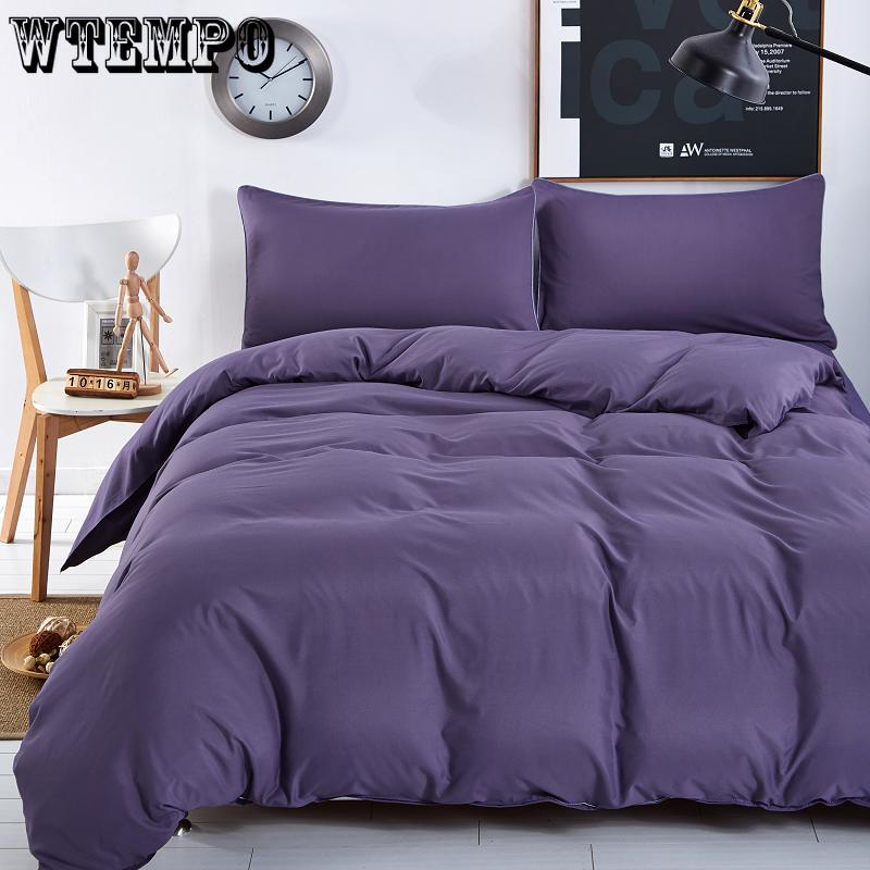 4pcs/set Solid Color Bedding Set Duvet Cover Bedding Sheet Pillowcase 4 Pieces Set