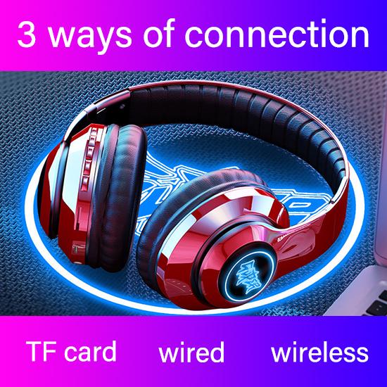 Breathing Light HIFI Subwoofer Wireless Suitab Bluetooth Headset for Android Apple Phone Computer