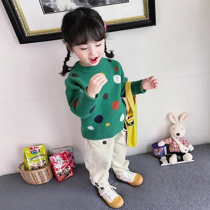 Girls' Sweaters Children's Pullovers Sweaters Girls Thickened Autumn and Winter Bottoming Sweaters Loose Knitwear