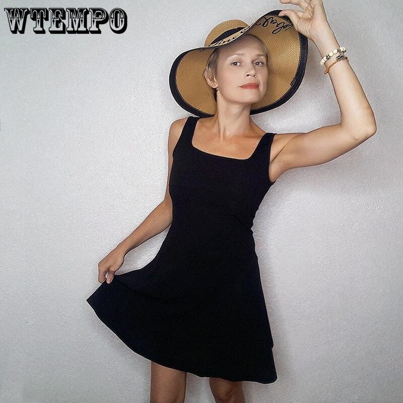 Summer Woman Dresses Sleeveless Straps Square Collar Slim Fit Sexy Mini A Line Dress