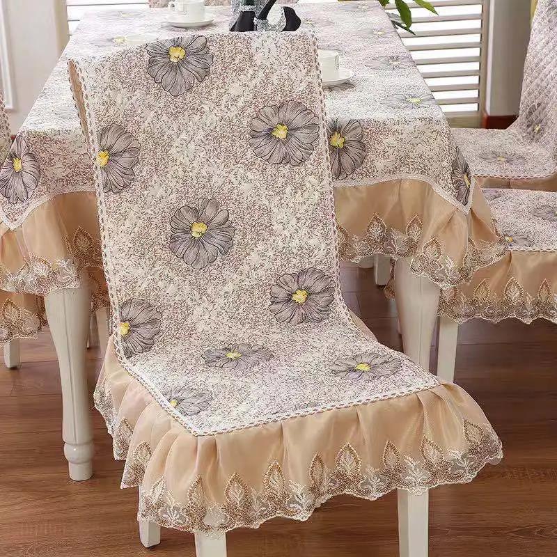 Cushion Integrated Set Chinese Lace Chair Cushion Household Simple Thickened Non-slip Dining Table and Chair Cover