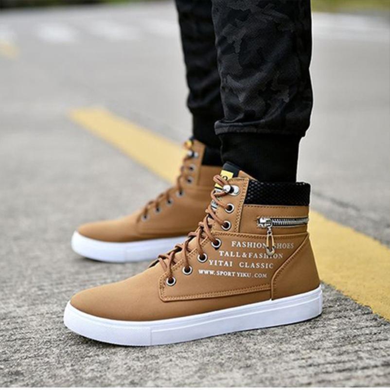 Men Fashion Casual High Top Suede Shoes Lace Up Sneakers Driving Moccasins