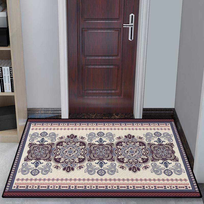 Retro Home Land Pad Door Pad Entrance Home Entoucted Porch Mat Door Foot Pad Water Absorbing Continental Carpet Living Room