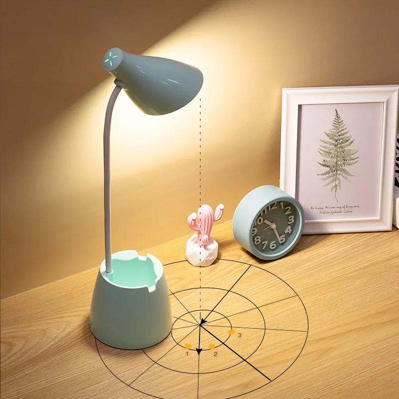 LED Desk Lamp Eye Protection Study Work Desktop Desk Lamp Bedroom USB Plug-in Rechargeable Bedside Lamp