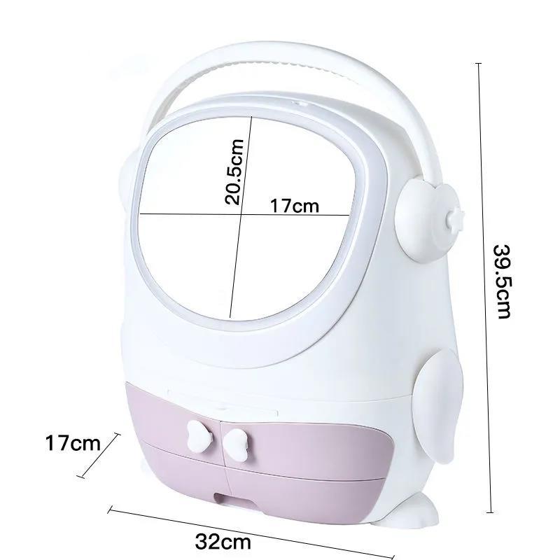 Fashion LED Light New Makeup Organizer Big Capacity Display Bo Dustproof Bathroom Desktop Beauty Skin Care Storage Drawer