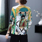 Autumn Winter Fashion Printed Pullover Knitted Sweater Vintage Middle-aged Women  High-end Cashmere Sweater