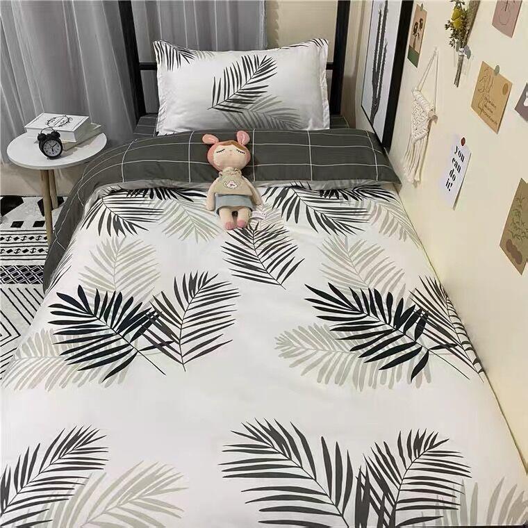 Scandinavian Style Three-piece Bed Linen Simple Bed Sheet Quilt Cover Student Dormitory Single Quilt Cover Three-piece Bedding