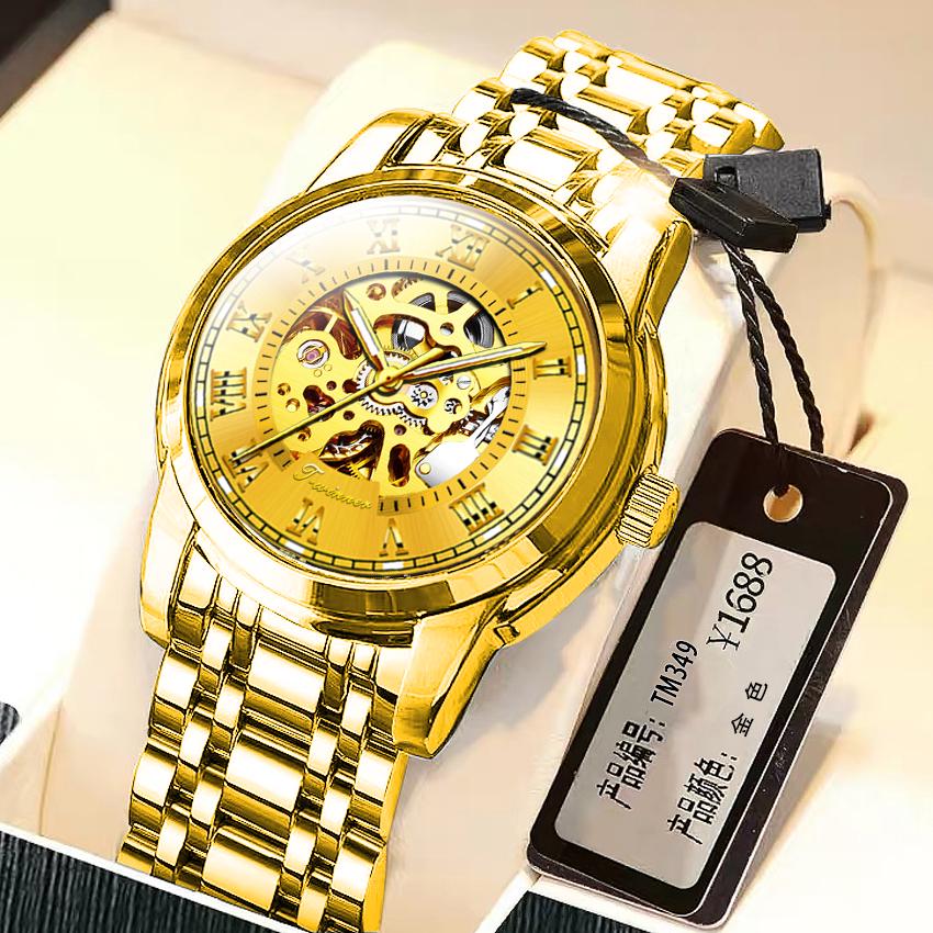 Men Full-automatic Mechanical Watch Tourbillon Business Stainless Steel Man Calendar Watches