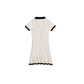 Female Simple and Elegant V-neck Splicing Knitted Dress Slim Gentle Short Sleeve Hip Wrap Short Holiday Dress