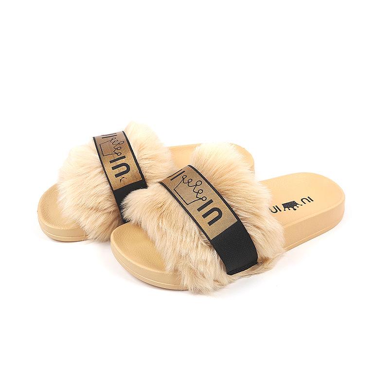 Hairy Slippers Women Wear Autumn and Winter Ins Tide 2020 Ms. Home Net Red Thick Bottom Indoor Cotton Slippers