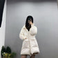 Winter Stand-collar Down Jacket Women's Mid-length White Duck Down Winter New Waist Shiny Thick Coat Winter Warmth Thick Cotton Jacket