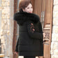 Middle-aged and Elderly Women's Short Down Cotton-padded Jacket Mothers Wear Coat Big Fur Collar Thick Padded Jacket