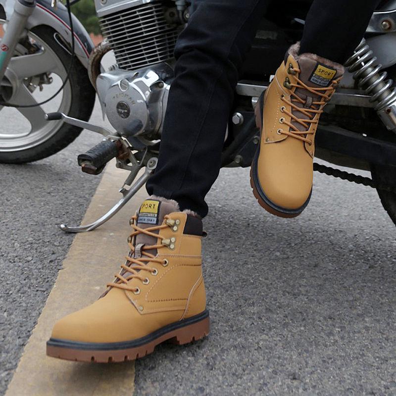 Men's Winter Leather Men Waterproof Snow Boots Leisure Boots Retro Shoes for Men Big Size 39-46