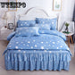 Lace Bed Skirt set Pillowcase Bedding Bed Sheet Mattress cover Girls Bedspread King Queen