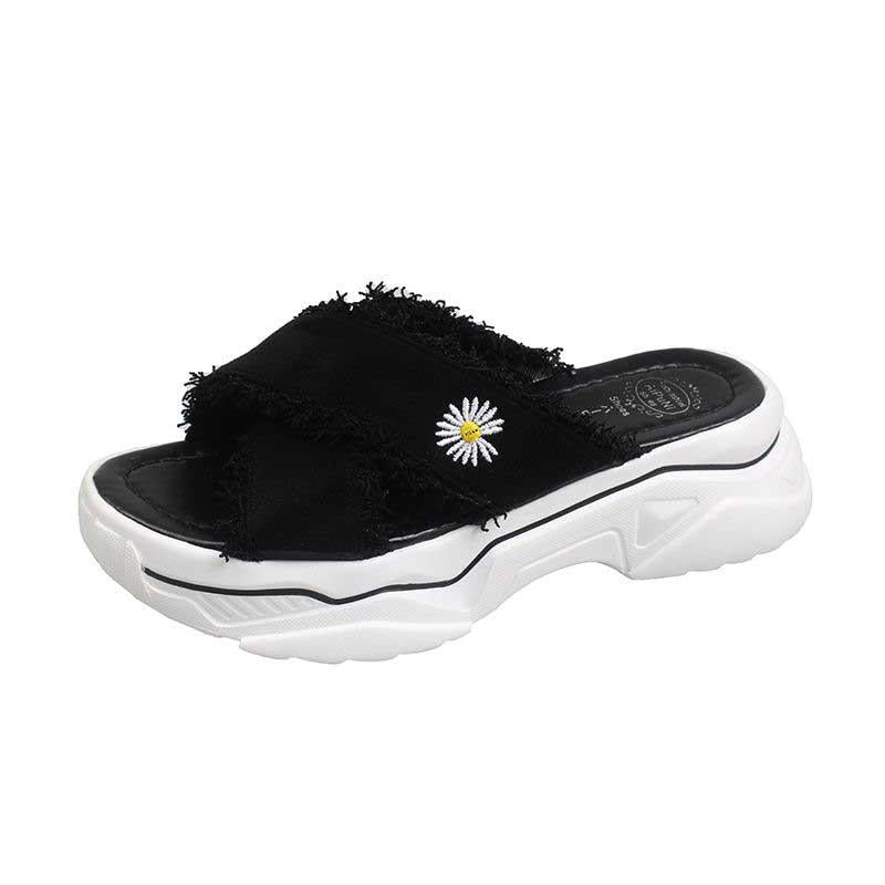 Size35-39 Summer Women Slippers Bohemian Beach Lightweight Slippers Wedge Platform Crystal Letter Sandals Outdoor High Heels