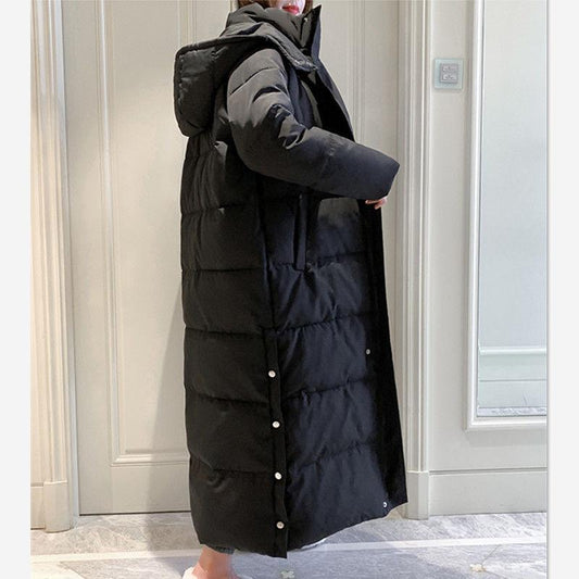 Winter Warm Cotton-padded Jacket Hooded Women's Cotton-padded Jacket Long Over-the-knee Cotton-padded Jacket Winter Thick Warm Jacket Loose and Casual