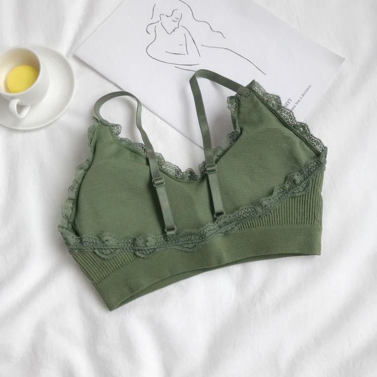 Korean Version Pure Desire Style Lace Bra No Steel Ring Wrapped Chest Anti Light Hanging Belt Bottomed Vest Bra