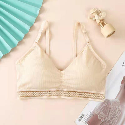 Spring and Summer Thin Ice Silk Lace Sexy No Steel Ring Wrapped Chest Beautiful Back Gathered Bottoming Women's Underwear Bra