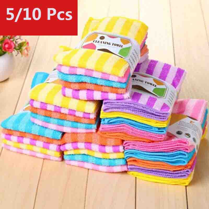 5/10pcs Cleaning Cloth High Efficient Anti-grease Dish Cloth Washing Towel Kitchen Cleaning Wiping Rags