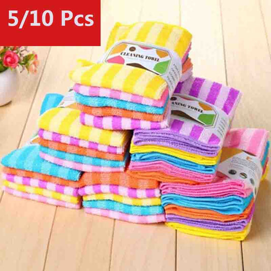 5/10pcs Cleaning Cloth High Efficient Anti-grease Dish Cloth Washing Towel Kitchen Cleaning Wiping Rags