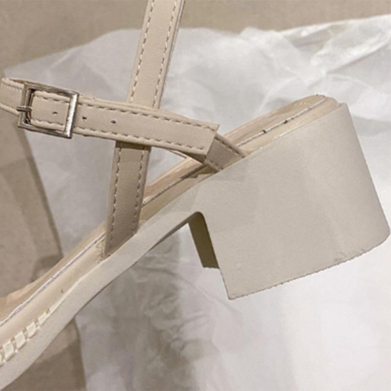 Summer Fairy Style Fashion All-match High-heeled Shoes Women's Thick Heel Buckle Belt with Skirt Fashion Sandals