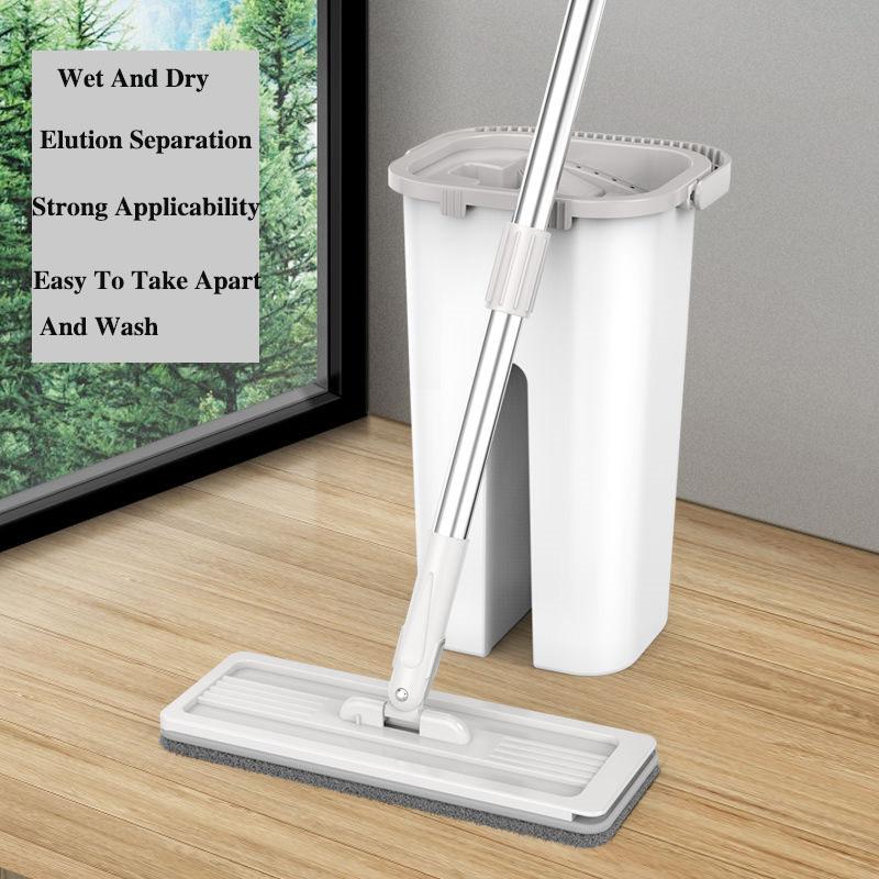 Thickened Hand-washing Mop Lazy Mopping Artifact Household Scraper Dry and Wet Separation Flat Mop with One Mop