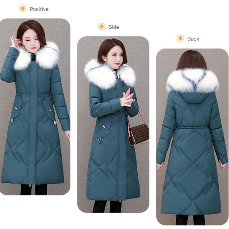 Cotton-padded Clothes Women's Mid-length Winter Clothes Korean Style Loose Fashion Women's Fur Collar Down Padded Coat