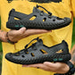 Men's Genuine Cowhide Leather Toe Sandals Outdoor Casual Sandals Beach Shoes Hole Sandals Roman Shoes Waterproof Sport Sandals
