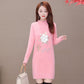 Autumn and Winter Mid-length Snowflake Sweater Half High Neck Thick Sweater Women Round Neck Long Sleeve Bottoming Shirt
