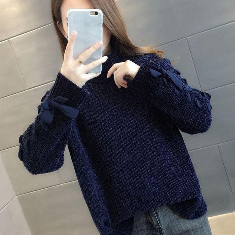Autumn Winter  Women Fashion Sweater Casual Knitting Sweater Turtleneck Pullovers Loose Casual Long Sleeve Sweater