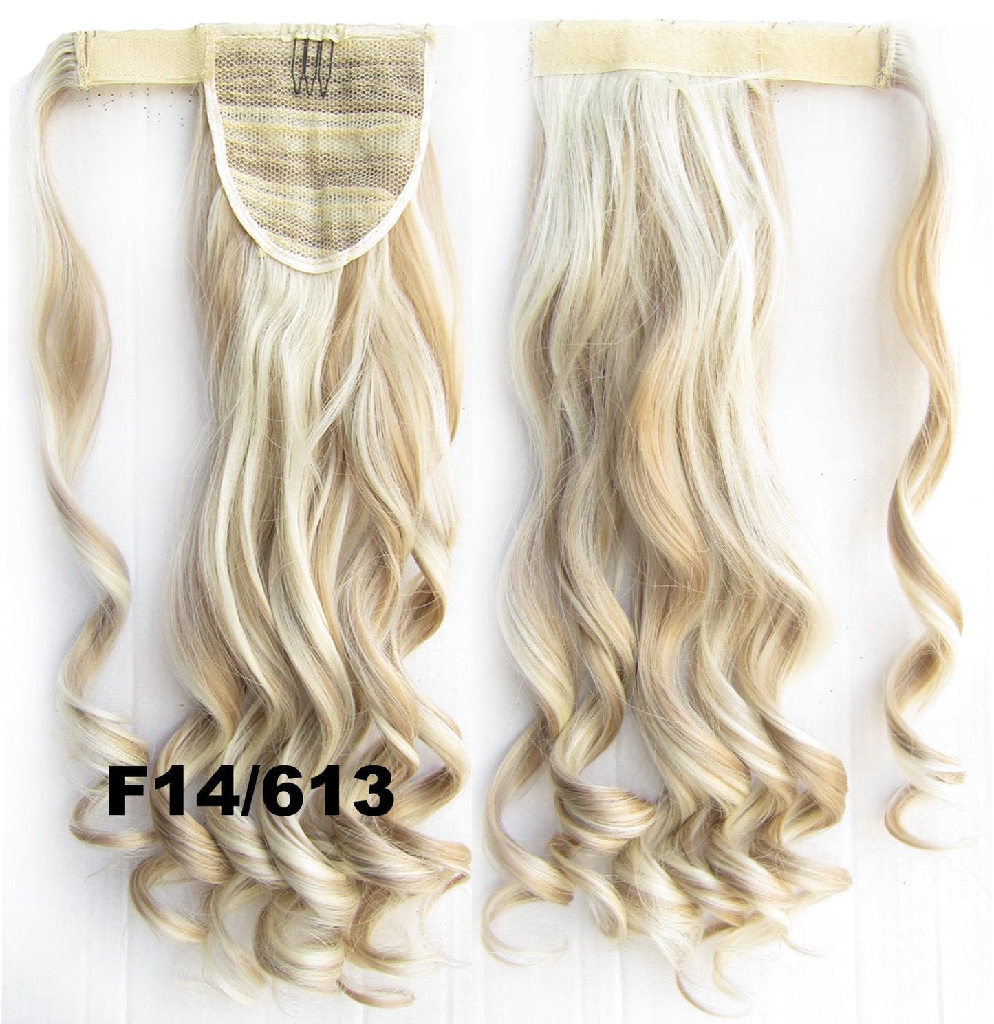 24" Long Wavy Wrap Around Clip In Ponytail Hair Extension Synthetic Natural Blonde Wave Pony Tail