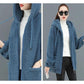 Autumn and Winter Ladies Lamb Velvet Jacket Thick and Loose Large Size Hooded Long-sleeved Zipper Jacket