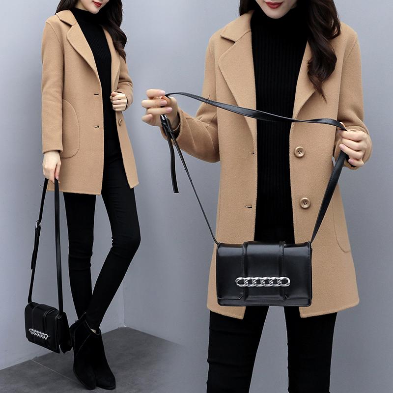 Woolen Coat Long Slim Blend Outerwear 2019 Women Overcoat Wool Coat Autumn Winter Jacket Clothes