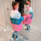 Girls' Warm Cotton Coat Thicken Plus Fleece Windproof Cotton Clothing Mid-length Contrast Stitching Quilted Jacket