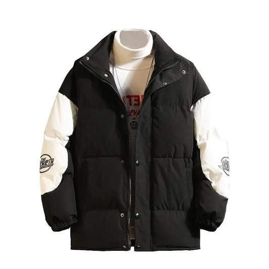 Color-blocking Down Padded Jacket Men's Large Size Loose Casual Bread Clothes Trendy Brand Winter Handsome Padded Jacket