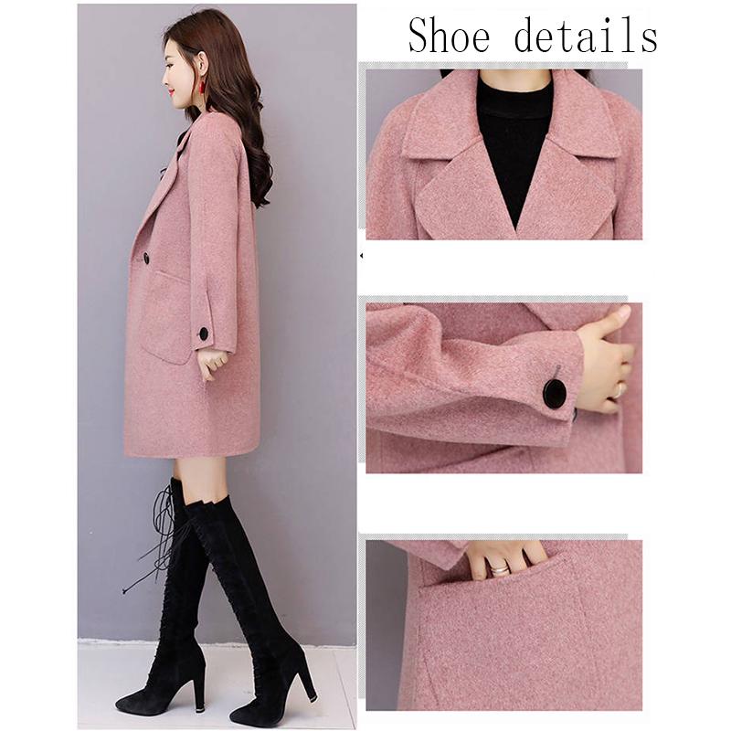 Women Autumn Winter Woollen Coat Long Sleeve Turn-Down Collar Blazer Outwear Jacket Overcoats Loose