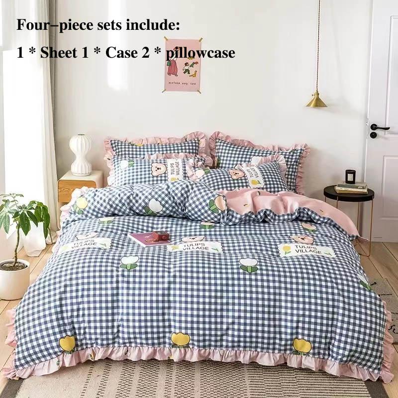 Bed Four-piece Sheets Were Sleeved In A Sleeve Set 1.8 Meters 2 Meters Bed Qingxianjie Style Home Bedding