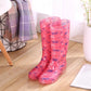 Rain Boots Women Print PVC Waterproof Shoes for Girls Knee-high Slip on Anti Skip Boots Long Tube Boots Fashion Size 36-41