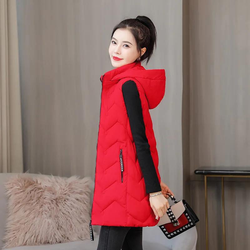 Women's Winterized Vest Autumn and Winter Mid-length Slim Fit Plus Size Thick Coat