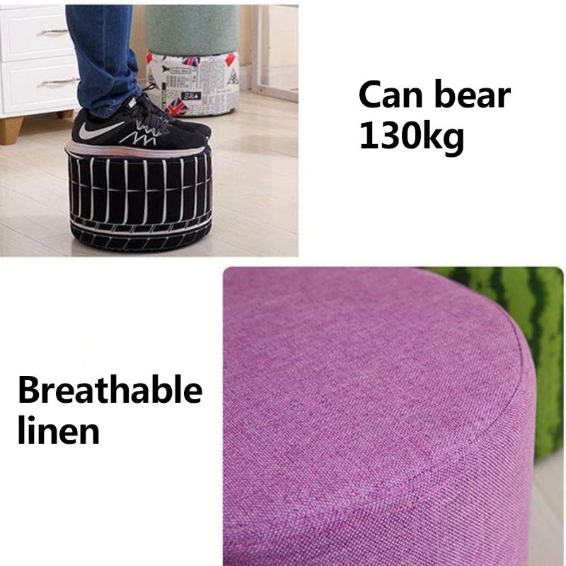 Fruit Print Sofa Stool Small Stool Solid Wood Chair Children Stool Shoe Change Seat Round Wooden Bench