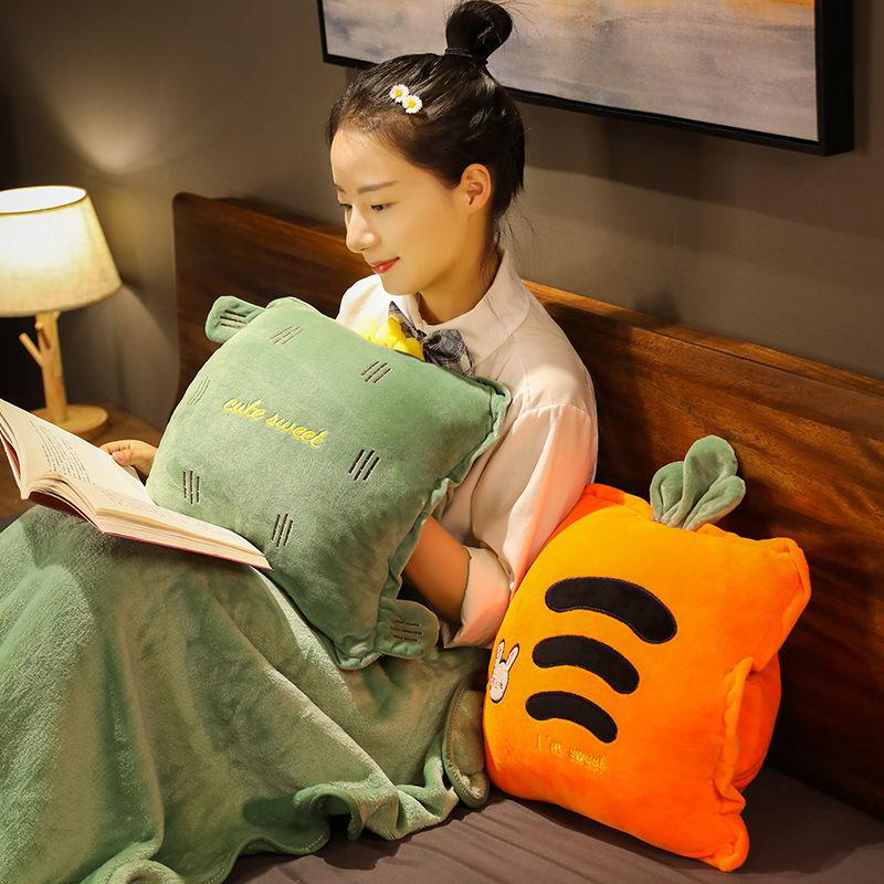 Office Pillow Soft Coral Velvet Quilt Dual-purpose Car Inner Cushion Nap Blanket Pillow Artifact Folding Car Three-in-one Easy To Carry