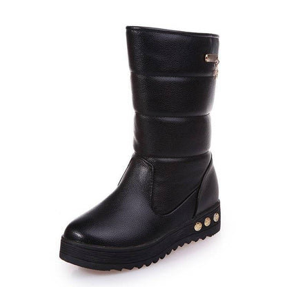 Leather Snow Boots Women's Shoes Winter Plus Velvet Thick Cotton Shoes Women's Winter Non-slip and Warm Boots Waterproof