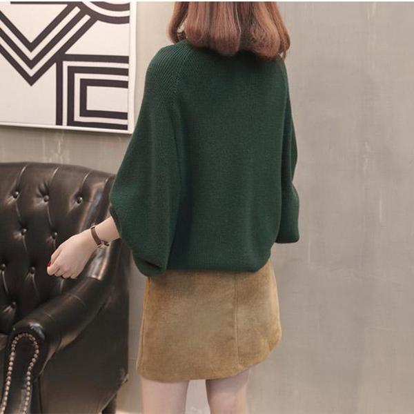 Winter Pullover Loose Top Solid Color Women's Sweater
