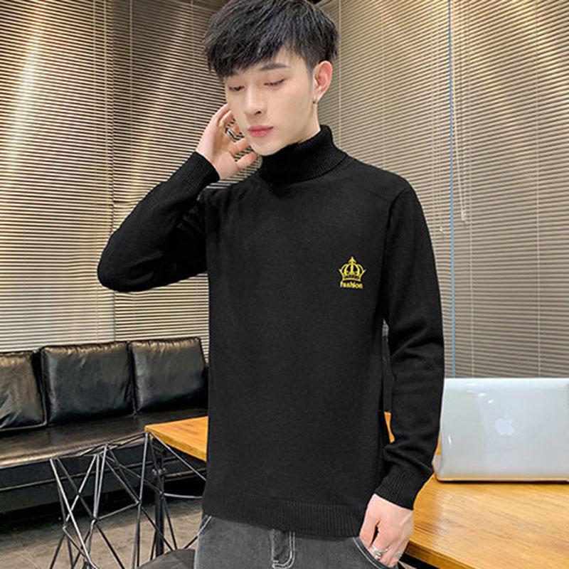 Sweater Men's High Collar Plus Velvet Thickening Youth Warmth Trend All-match Autumn and Winter