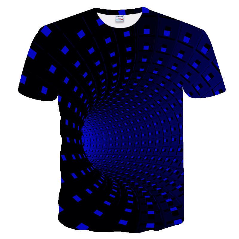 Summer Men T-Shirt Trend Full Body Mesh Dizziness Hypnosis 3D T-Shirt Casual Loose Short Sleeve Top