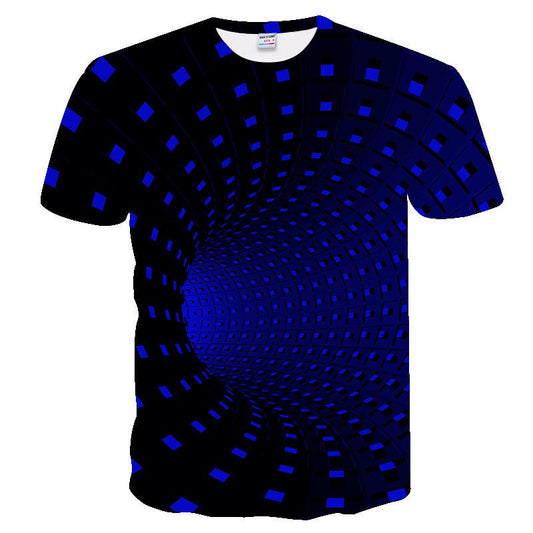 Summer Men T-Shirt Trend Full Body Mesh Dizziness Hypnosis 3D T-Shirt Casual Loose Short Sleeve Top