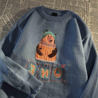 Men's Sweater Autumn and Winter Thickening Round Neck Pullover Sweater Tide Slim Warm Sweater Bottoming Shirt Youth Shirt