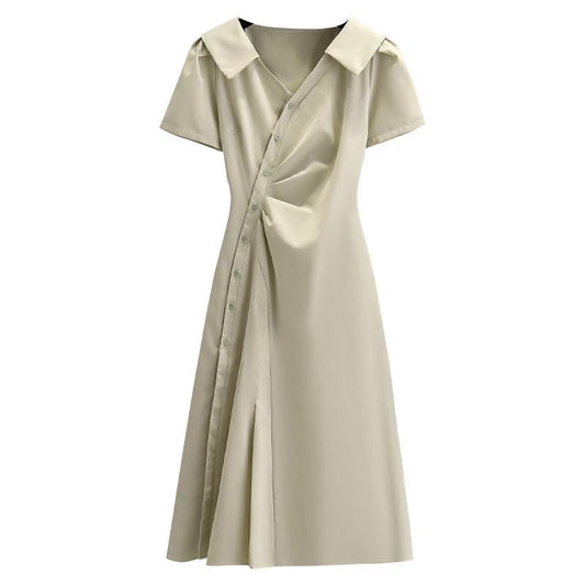 Large Size Dress Women's Summer Fashion Temperament Long Skirt V-neck Puff Sleeve Dress