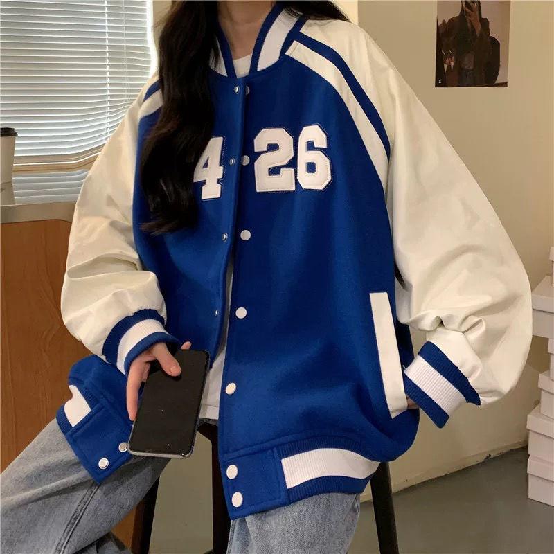 Baseball Uniform Jacket Women's Autumn and Winter Loose Tops Lazy Wind Casual High-end All-match Jacket Comfortable and Breathable